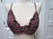 Women Sanctuary RETROGRADE PURPLE Micro Garden Shirred Bikini Swim Top, MSRP $65