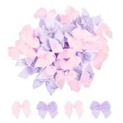 100Pcs Mini Ribbon Bows 1" Mini Fabric Satin Ribbon Flower Bows Pink & Purple