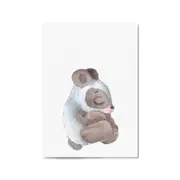 Cute Sleeping Bear Cartoon Animal Nursery Wall Art