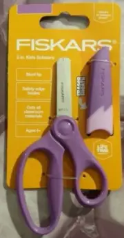 Fiskars Blunt-tip Kids Scissors (5 in.) with Sheath Eraser Purple Safety Blades