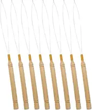 AKSIQIOL 8 Pcs Hair Extension Loop Threader Set,Micro Loop and Nano Bead Tools for Easy Hair or Feather Extension Installation, Durable Pulling Hooks for Styling