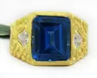 LAB CREATED BLUE & WHITE SAPPHIRES NUGGET RING 10K GOLD - New With Tag