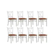 Lupin Dining Chair Set of 8 Crossback Solid Rubber Wood Furniture - White Oak