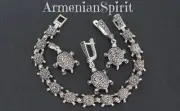 Armenian Spirit tortoise jewelry turtle marcasite earrings ring charm silver 925
