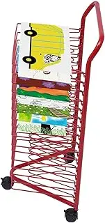 16-Layer Art Drying Easel,Movable Iron Wire Mesh Magazine Drying Board,Art School and Studio Storage Rack,Save Space (Color: Red)(55x44x85.5cm)