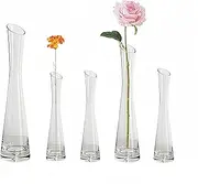 Glass Bud Vase Set of 5 Clear Glass Vases for Wedding Table Decorations,Vase Decoration,Mini Clear Vintage Vases for Rustic Wedding Home Floral Arrangement Table Decorations.