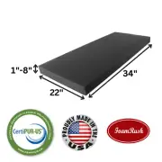 FoamRush 22" x 34" Charcoal High Density Upholstery Foam Cushion Medium Firm USA
