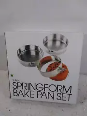 Springform Bake Pan Set 10.25", 9.5", 8.5" Heavy Gauge Bright Plate Set of 3 VT