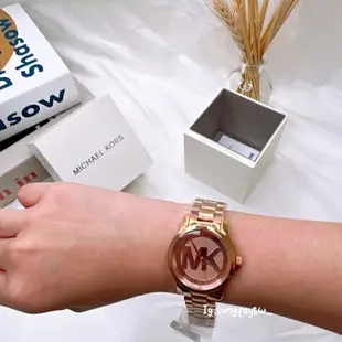美國代購 台灣現貨 MK 大logo 玫瑰金女錶 手錶 MK3334w