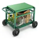 Rolling Garden Work Seat with Wheels, 2024 Garden Cart with Seat - Garden Green