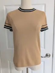 Banana Republic Women’s Knit Top Flutter Sleeve Camel Ringer Tee Sz S Old Money