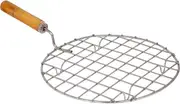 Stainless Steel Round Wire Roaster Rack/papad Jali/roti Grill Round Shape With Wooden Handle