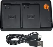 DSTE USB Dual Battery Charger Compatible with Nikon EN-EL14, EN-EL14a Battery as MH-24 - Power via Micro USB to USB-A 2.0 Charging Cable