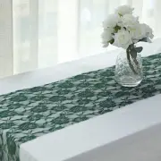 12" x 108" HUNTER GREEN Rose Flower Design Lace TABLE RUNNER Party Events