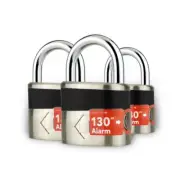 Crystal Vision Padlock 10mm w/130DB Loud Alarm Feature Heavy Duty Silver(3-pcs)