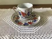 Hand Painted Gural Porcelain Turkish Coffee Cup with Saucer
