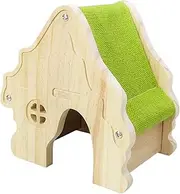 Folpus Hamster Wooden House Play Hut Guinea Pig Wood Cabin Sleeping Nest Hideout for Guinea Pig Rat Mouse Small Pet Dwarf Hamster