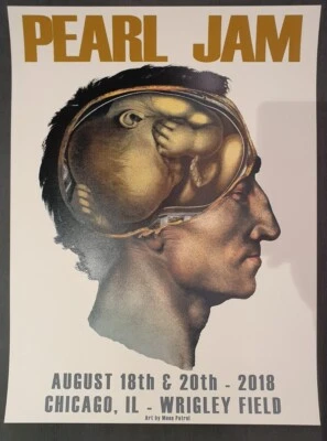Pearl Jam Chicago Wrigley Field 2018 Poster Moon Patrol Vedder