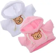 Kisangel 2Pcs Plush Bear Hoodies Dress Up Clothes for Stuffed Animals Soft and Comfortable Bear Outfits for Plush Dolls Adorable Costume Accessories