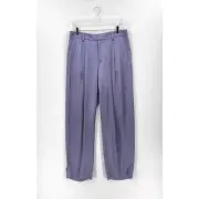 VINCE Pleated Font Shiny Satin Pants Womens 12 Purple High Rise Straight Leg NEW
