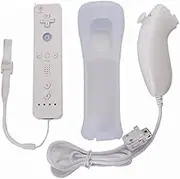 Starabu New Wireless Remote Controller + Nunchuck with Silicone Case Accessories for Nintendo Wii Game Console White