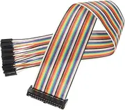 uxcell 1 Pcs IDC Rainbow Wire Flat Ribbon Cable FC-Female to 32P 11.8 Inch Length 2.54mm Pitch Breadboard Jumper Wires for Electronic Projects