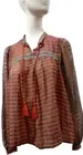 Lucky Brand Peasant Boho Blouse New $89.00 Peach Earth Colors Pirate Design