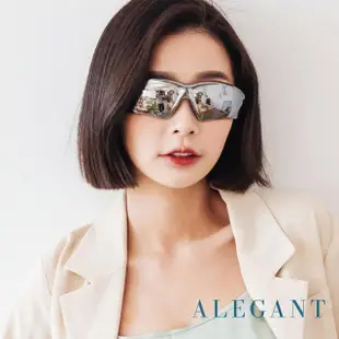 【ALEGANT】流線設計鈦銀色運動太陽眼鏡(UV400墨鏡/安全/防護/防風/護眼首選)