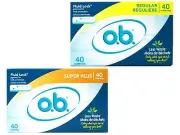 o.b. Tampons | Non-Applicator, Unscented | Regular 40ct & Super Plus 40ct