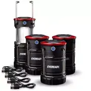 Eveready LED Camping Lanterns (4-Pack), Hybrid Power Rechargeable Collapsible...