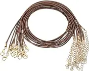 uxcell 10pcs Waxed Necklace Cord Bulk, 18 Inches and 2mm Dia Necklace String Rope with Clasp for Pendants, Bracelets, Necklaces, Jewelry Making Beading Supplies,Deep Brown
