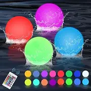 GLHMOGM Floating Pool Lights - 3 Inch Orb Light That Float,Upgraded IP68 Waterproof Color Changing Led Glow Globe Pool, 16 RGB Colors Hot Tub Lights Perfect for Indoor/Outdoor (4 PCS)