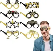 New Year's Eve Glasses - 8X Portable Paper Holiday Eyeglass,New Year Eve Supplies, Lightweight Photography Decor, Photo Booth Props Glasses for New Year