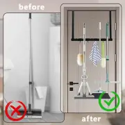 Over The Door Broom Holder with 2 Over Door Hooks Wall Mount Mop and Broom<>