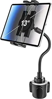 woleyi Car Cup Holder Tablet Mount, Adjustable 10.5" Gooseneck Arm Car Cupholder Tablet Stand Compatible with iPad Pro 9.7, 11, 12.9 /Air/Mini, Galaxy Tabs, iPhone, All 4-13" Smartphone and Tablets
