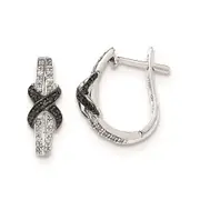 Sterling Silver White u0026 Black Diamond Hinged Hoop Earrings