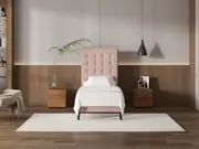 My Style Buttoned Headboard & Slimline Base - Single / Rosewater / Slimline Base
