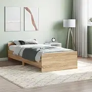 Sonoma Oak Bed Frame Without Mattress, 90x190 cm, Engineered Wood Platform with Headboard & Footboard, Modern Wooden Bedframe - Assembly Required, Fits AU Single Size Mattress, Durable