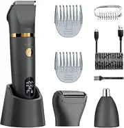 [Scttomon] Body Trimmer for Men Ball Pubic Hair Trimmer Body Foil Shaver Razor Nose Ear Waterproof Wet Dry Groomer LED Display