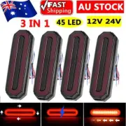 4X Tray Back Ute 45 LED Tail Lights Flowing Turn Signal Truck Trailer Rear Stop
