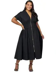 [Something 4 Olivia] Octavia Zip Front Midi Dress in Black