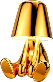 GZKPL Thinker Lamp Collection, Mr Gold Touch Statue Lamp Bedside Cordless Table Lamp Rechargeable Nightstand Decor with Dimmable Brightness for Living Room, Bedroom, Office (Mr. What)