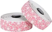 Bike Bar Tape -Pattern Road Bicycle Handlebar Cover Bike Handles Strap Anti Slip Shock Handles Tape White-Pink