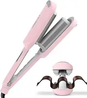 TYMO Hair Crimper Waver Hair Tool - Deep Waver Curling Iron, Ionic Beach Waves Curling Wand with Ceramic Tourmaline Barrel for Women, Anti-Scald, Quick & Easy, Dual Voltage, TYMO ROVY, Pink, 32mm
