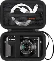 [Canboc] Carrying Case for Canon PowerShot G7 X Mark II/ G7 X Mark III / G5 X Mark II / G7X/ V1 Digital Camera, Point and Shoot Vlogging Camera Bag, Zipper Mesh Pocket fits USB Cable, Batteries, Black