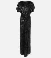 [Victoria Beckham] Victoria Beckham Sequined gathered gown AU 14 black