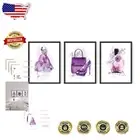 Unique Designer Purple Wall Art Set of 3 - Transformative Vintage Elegance