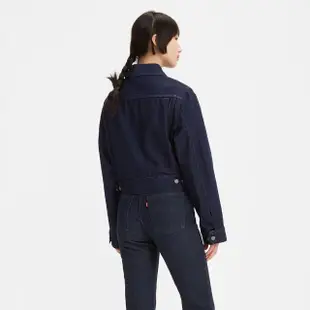 【LEVIS 官方旗艦】Wellthread環境友善系列 女款 寬鬆短版牛仔外套/精工花紋水洗/原色 熱賣單品 A3029-0000