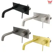 WELS Wall Mounted Spout Basin Mixer Faucet Tap Laundry Silver Black Brushed Gold