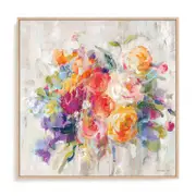 Artey | Sun Drenched Bouquet Autumn - Framed Canvas - Natural Frame - 64 x 64cm